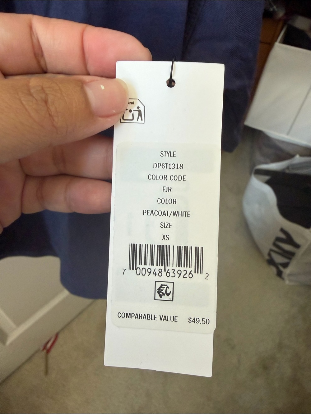 DKNY Navy Short Sleeve Tee with White Logo - Picture 2 of 2